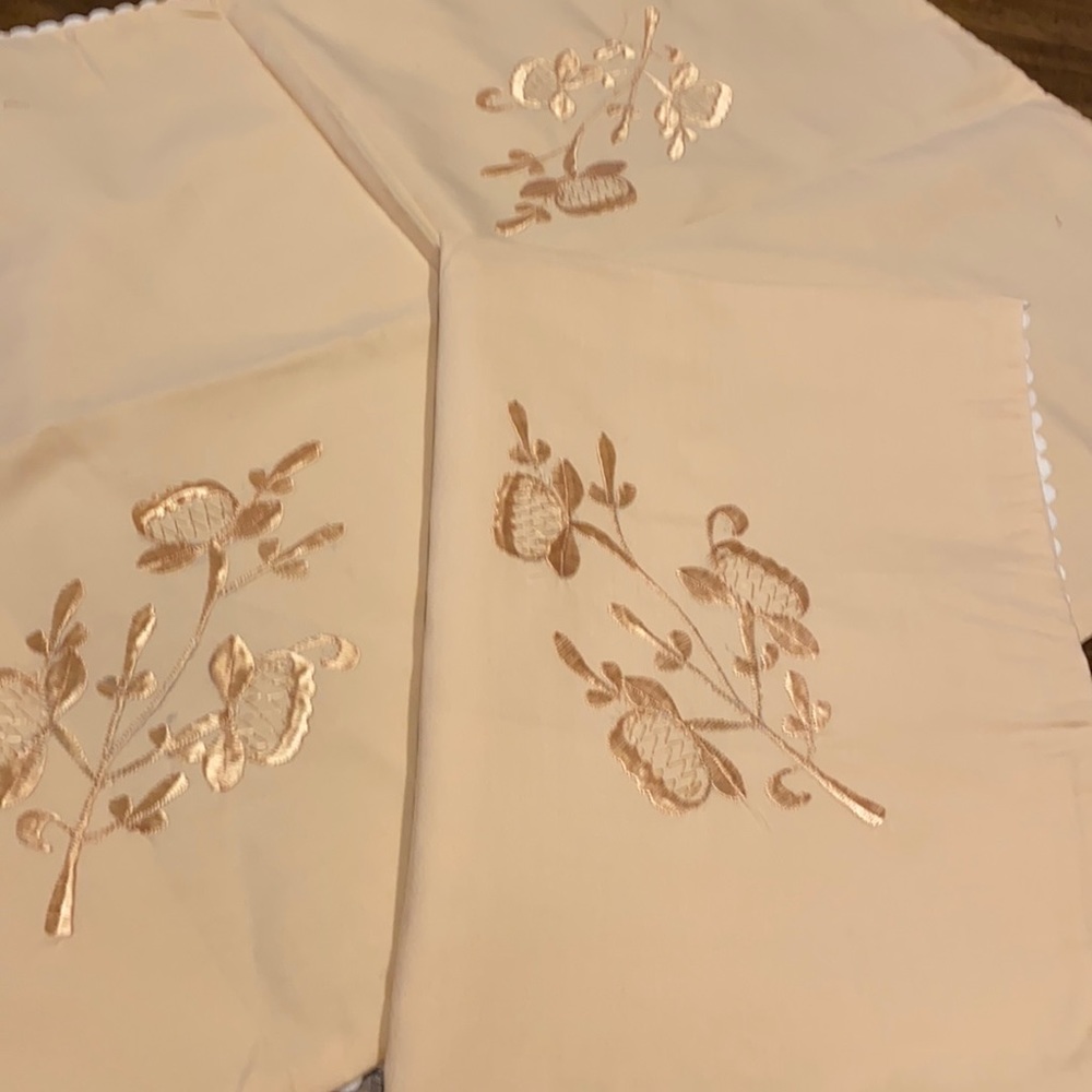 Vintage handmade embroidered standard size pillow cases shams